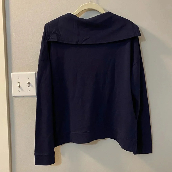 NWT bobi Los Angeles soft boxy cropped sweatshirt w/ sailor collar. Navy. Small - Picture 4 of 7